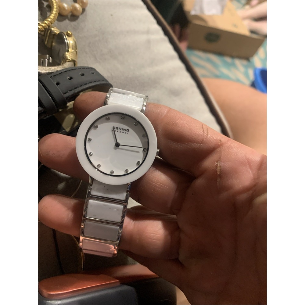 Bering WhiteCeramic Silver Stainless Steel Ceramic Links Women's Watch 11435-754